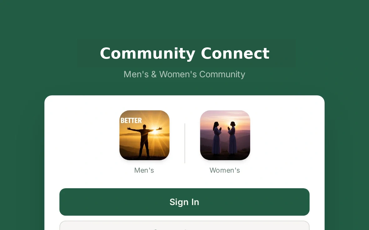 Ministry Community App screen