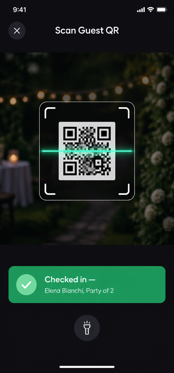Borgo Event Check-in QR scanner screen